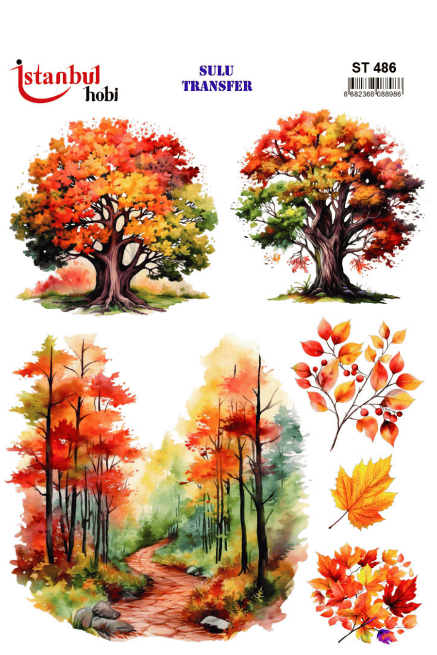 Sulu Transfer Sonbaharlı Desen Seri ST486