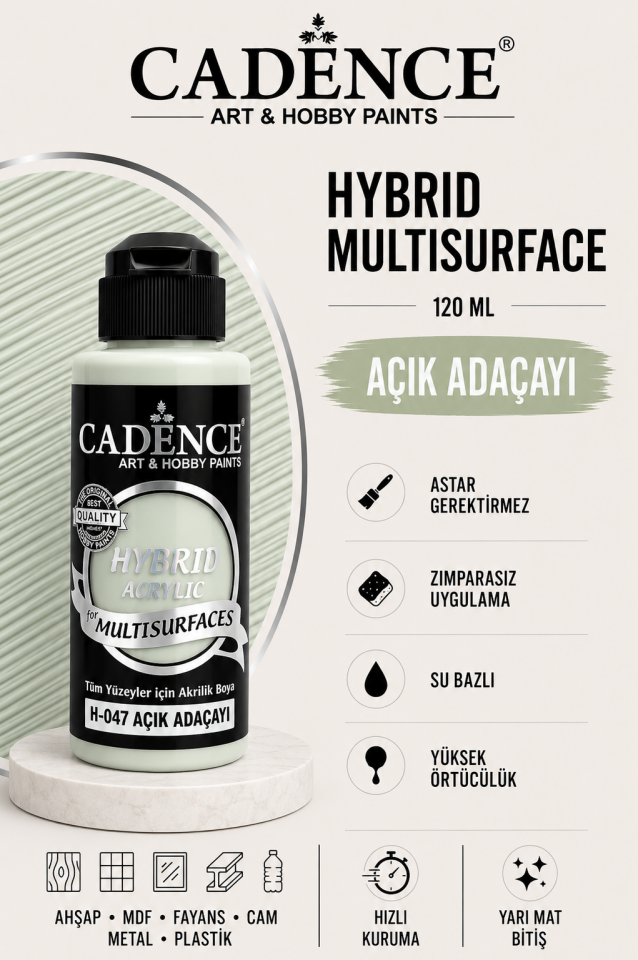 Cadence Hybrid Multisurface H-047 Açık Adaçayı Akrilik Boya 120ml