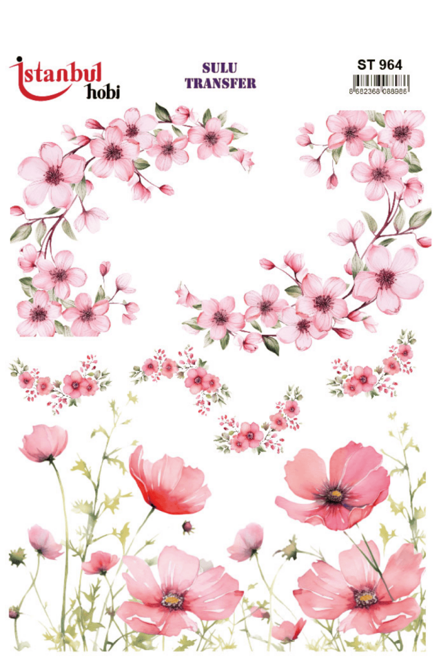 Sulu Transfer Çiçekli Desenli ST964