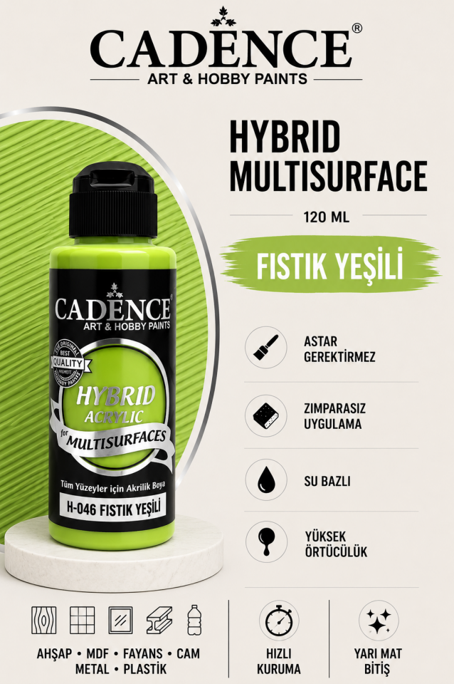 Cadence Hybrid Multisurface H-046 Fıstık Yeşili Akrilik Boya 120ml