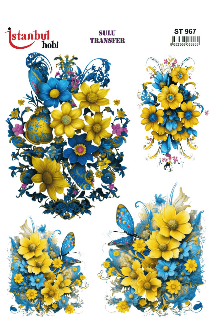 Sulu Transfer Çiçekli Desenli ST967