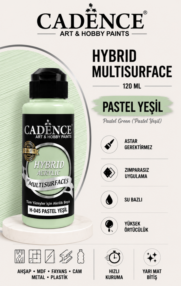Cadence Hybrid Multisurface H-045 Pastel Yeşil Akrilik Boya 120ml