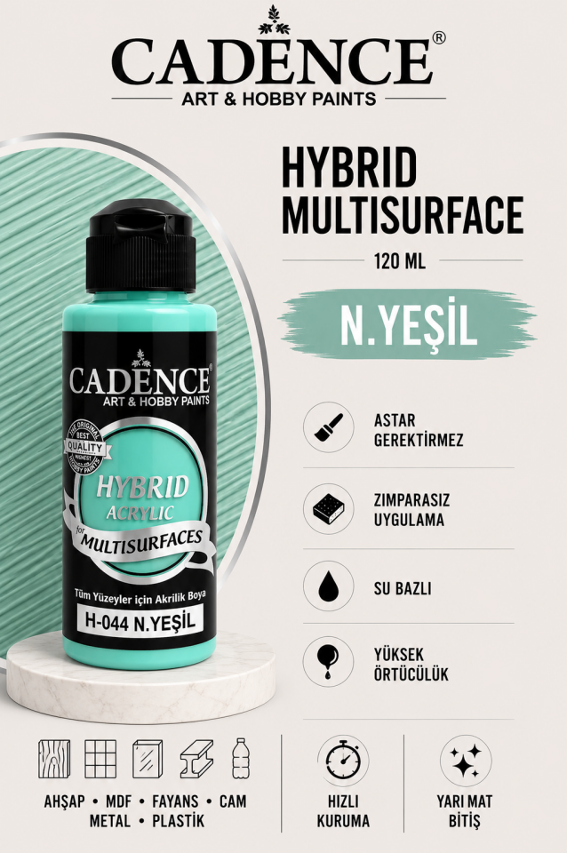 Cadence Hybrid Multisurface H-044 N. Yeşil Akrilik Boya 120ml