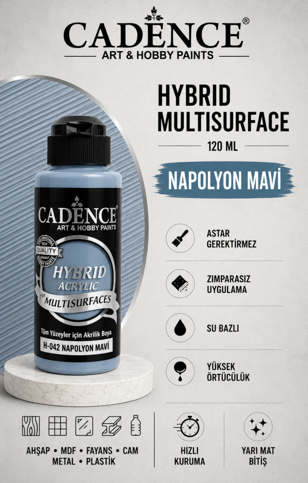 Cadence Hybrid Multisurface H-042 Napolyon Mavi Akrilik Boya 120ml