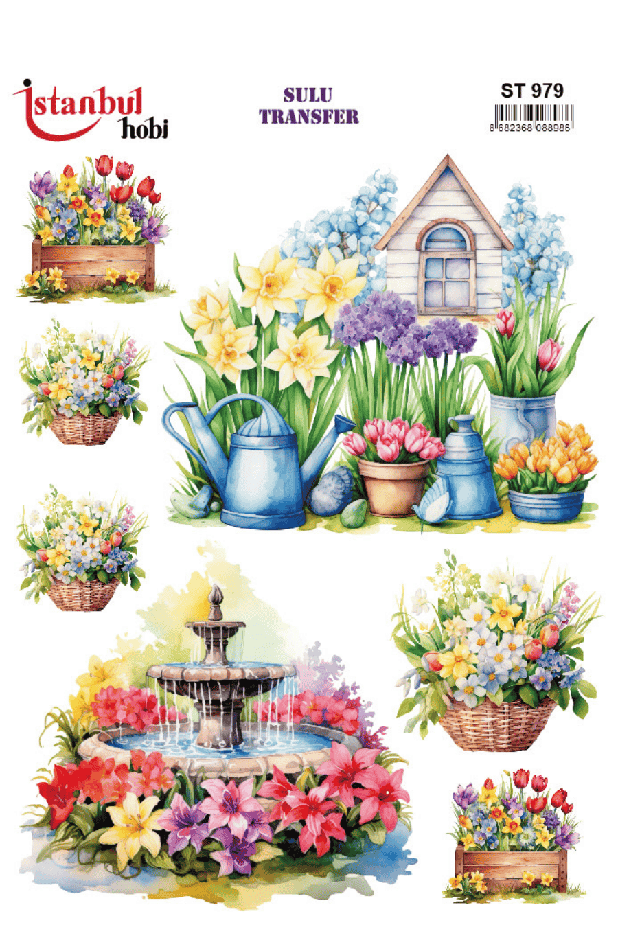 Sulu Transfer Çiçekli Desenli ST979