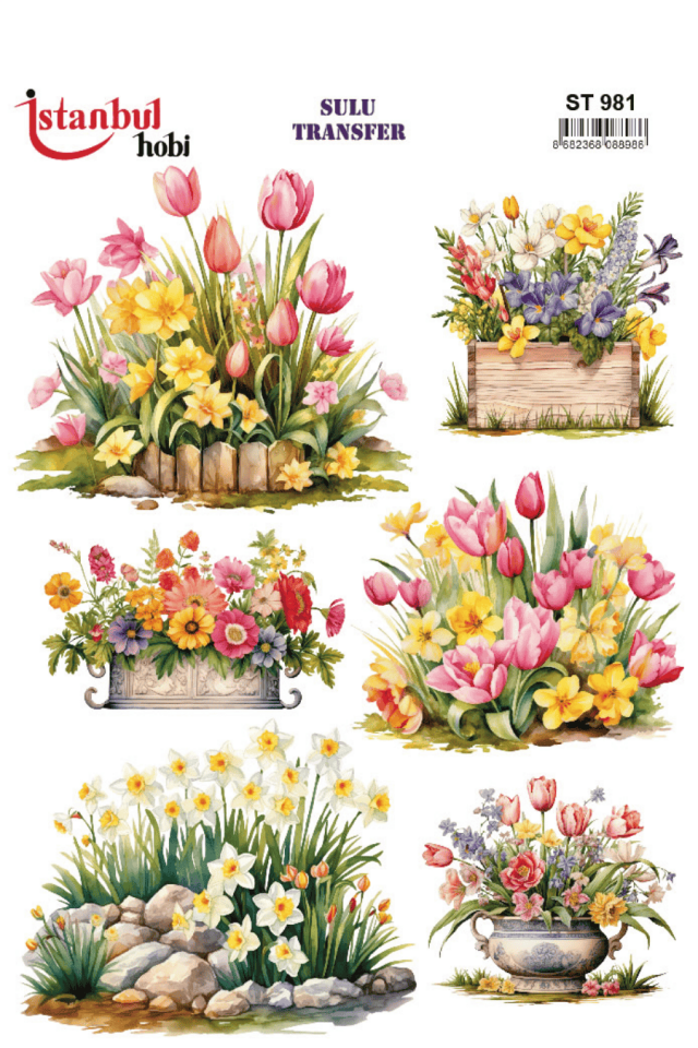 Sulu Transfer Çiçekli Desenli ST981