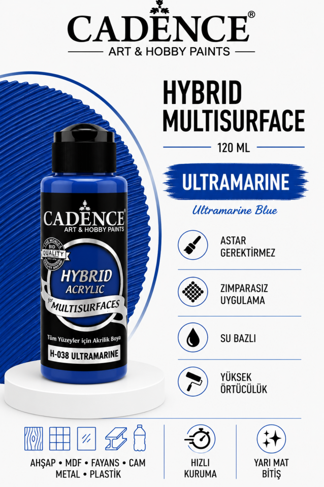 Cadence Hybrid Multisurface H-038 Ultramarine Akrilik Boya 120ml