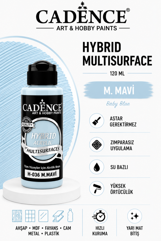 Cadence Hybrid Multisurface H-036 M. Mavi Akrilik Boya 120ml