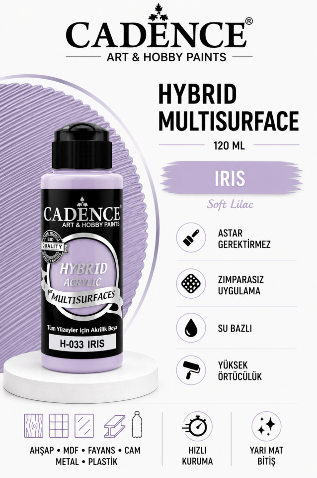 Cadence Hybrid Multisurface H-033 Iris Akrilik Boya 120ml