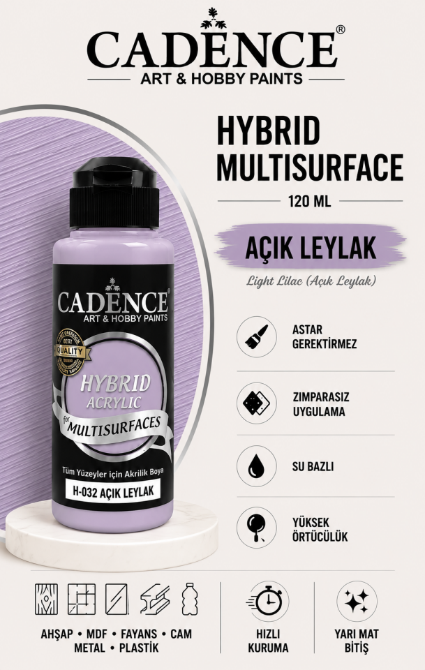 Cadence Hybrid Multisurface H-032 Açık Leylak Akrilik Boya 120ml