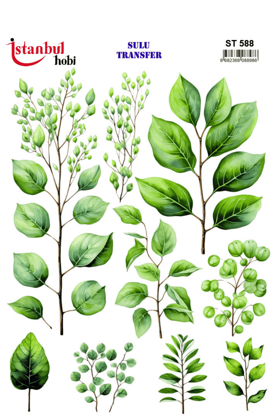 Sulu Transfer Yapraklı Desen Seri ST588