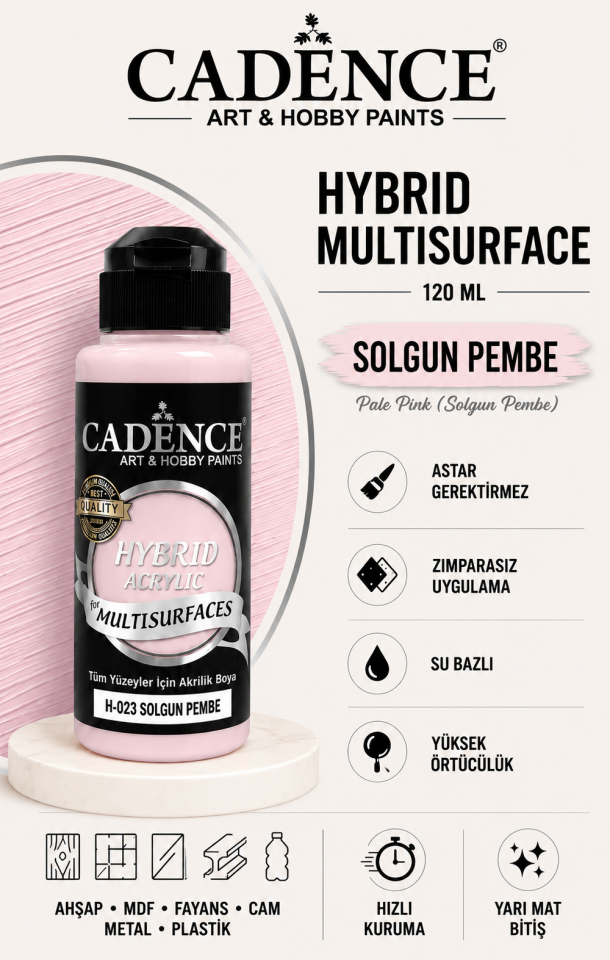 Cadence Hybrid Multisurface H-023 Solgun Pembe Akrilik Boya 120ml