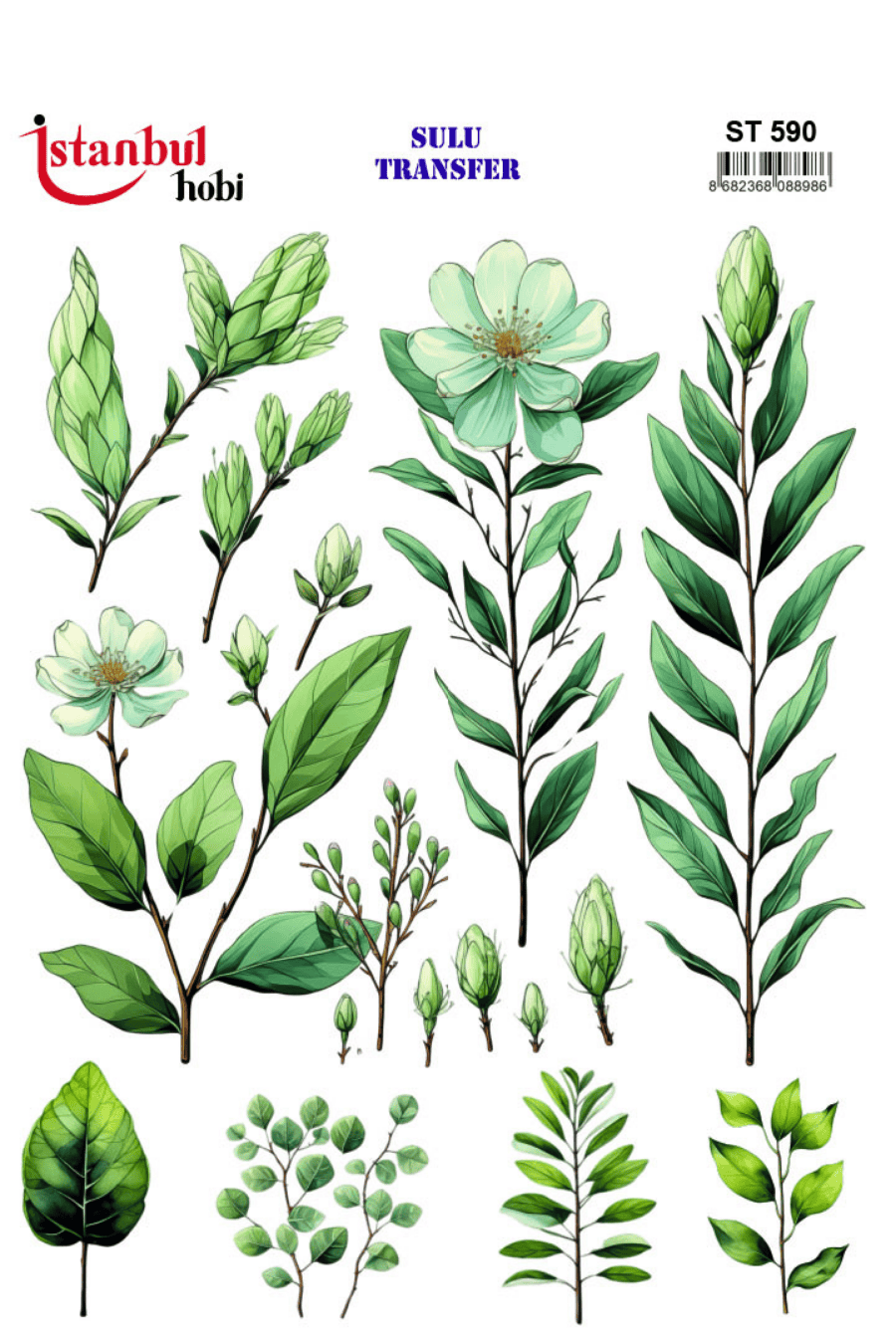 Sulu Transfer Yapraklı Desen Seri ST590