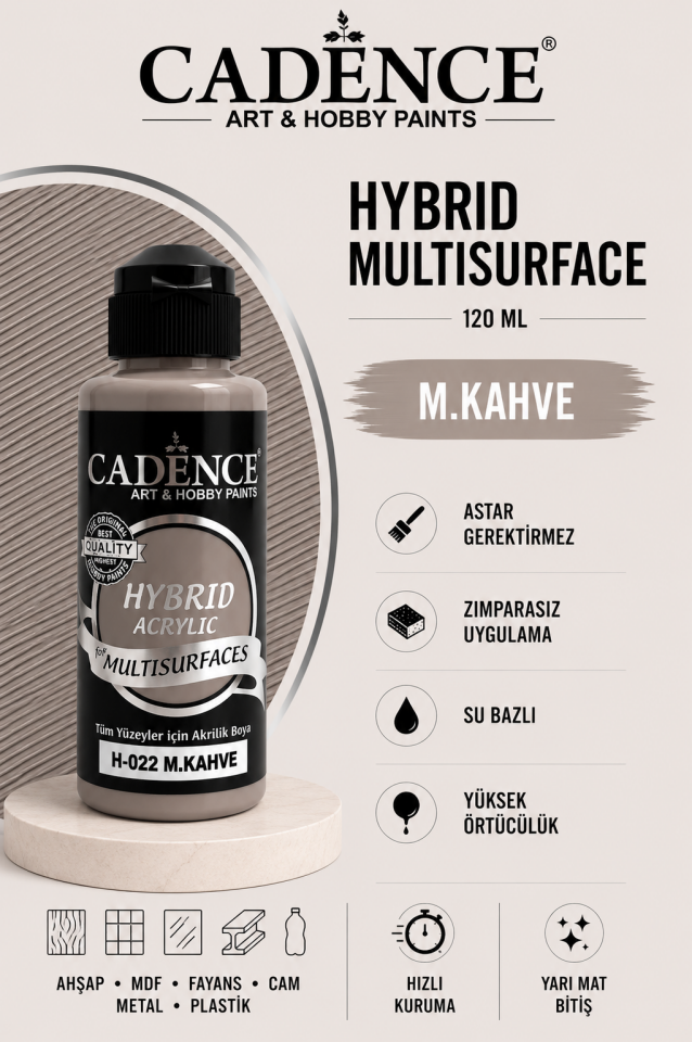 Cadence Hybrid Multisurface H-022 M.Kahve Akrilik Boya 120ml