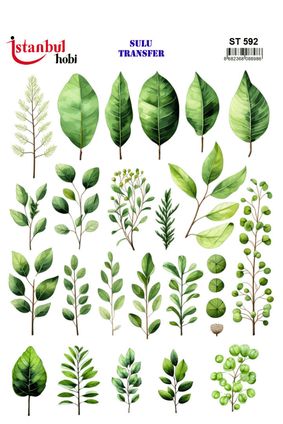 Sulu Transfer Yapraklı Desen Seri ST592