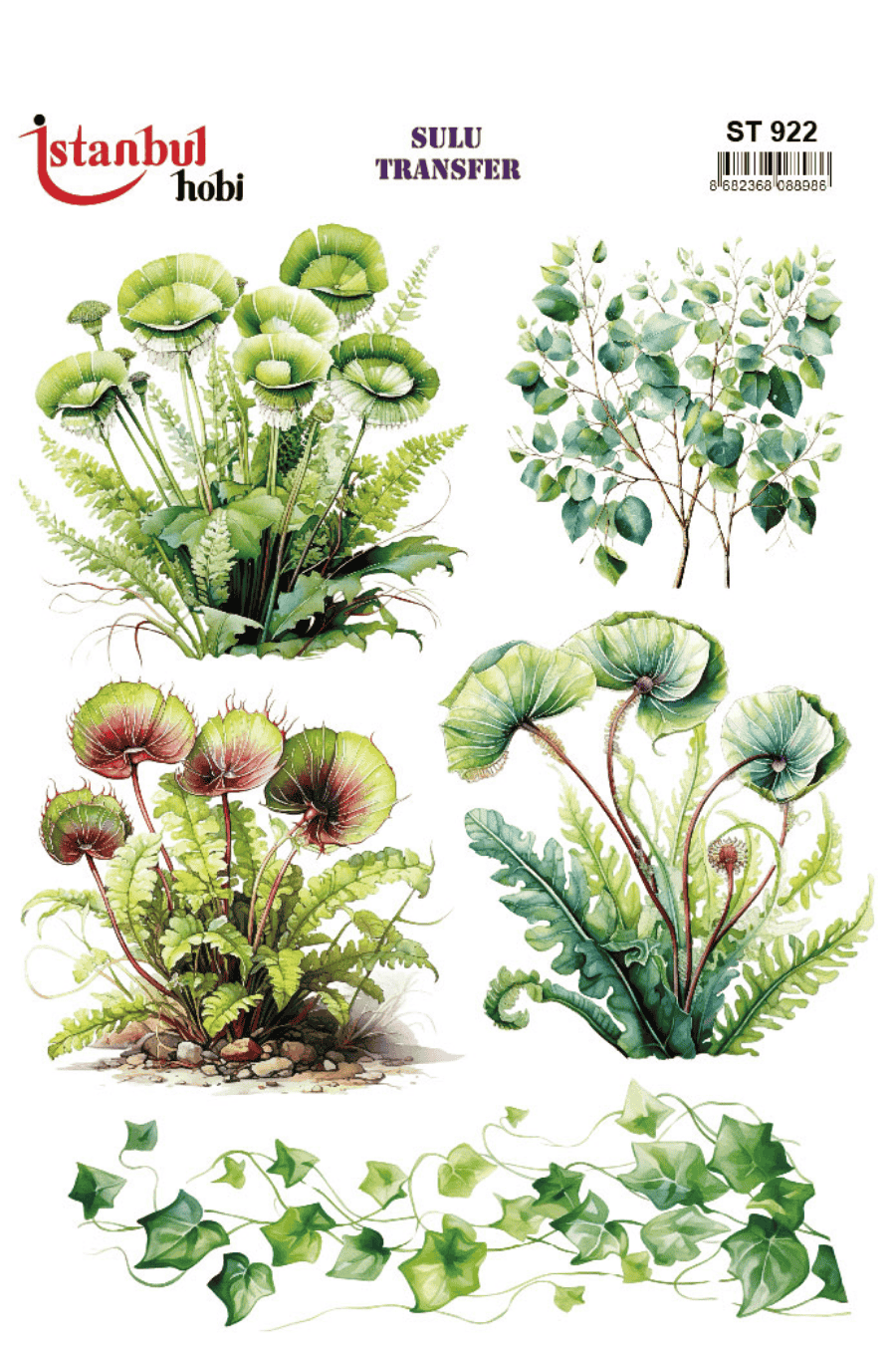 Sulu Transfer Yapraklı Desen Seri ST922