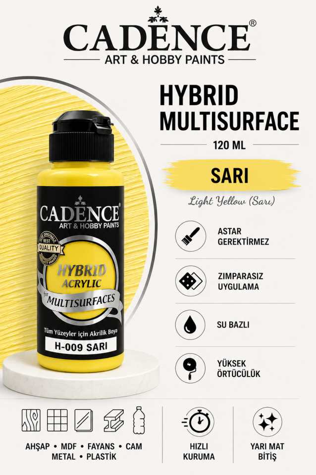 Cadence Hybrid Multisurface H-009 Sarı 120ml