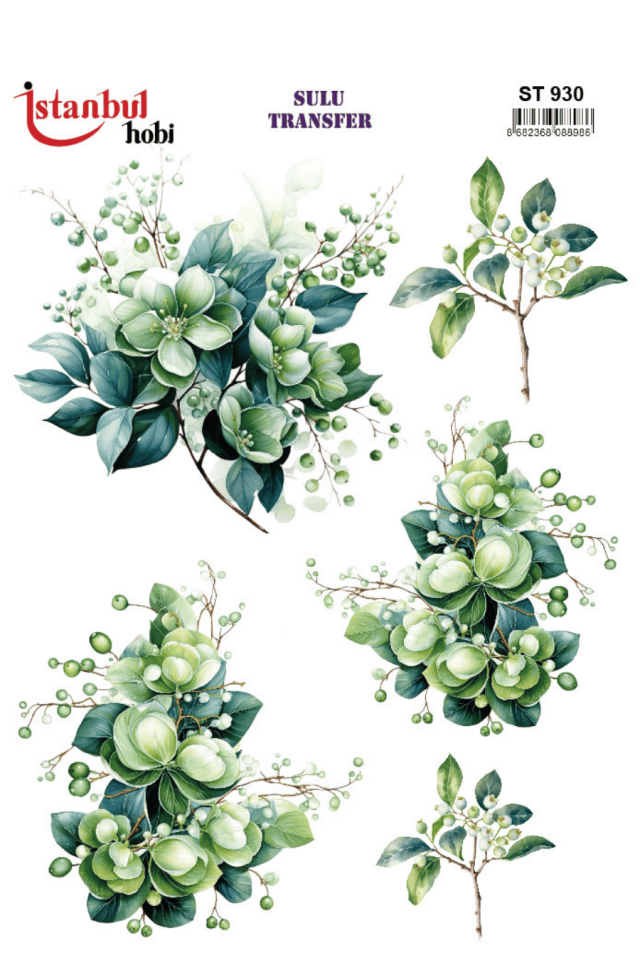 Sulu Transfer Yapraklı Desen Seri ST930