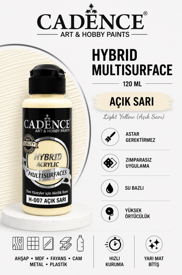 Cadence Hybrid Multisurface H-007 Açık Sarı 120ml