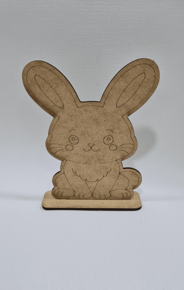 3mm MDF Lazer Kesim Tavşan Figürlü Ahşap Boyama Seti (14x11 cm)