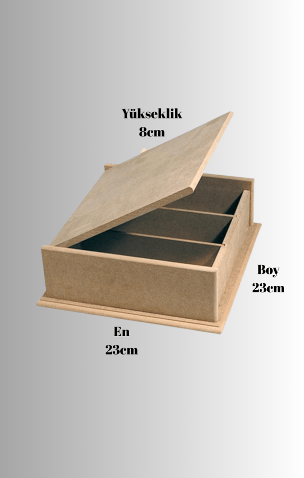 3 Bölmeli Düz Kapaklı Kare Çay Kutusu KU-217