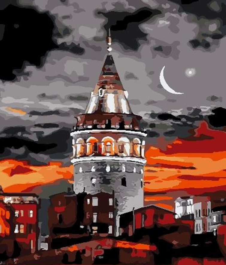 Galata Kulesi Sayılarla Boyama Seti 40*50cm