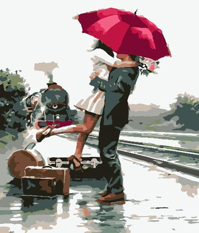 Sevgililer Kavuşma Sayılarla Boyama Seti 40*50cm