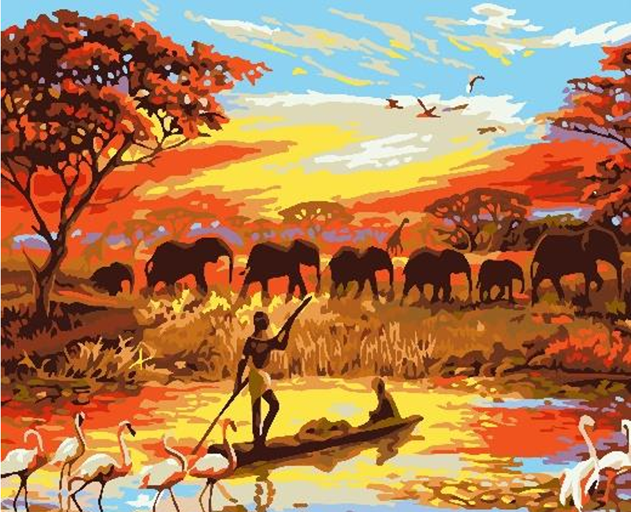 Afrika Filler Sayılarla Boyama Seti 40*50cm