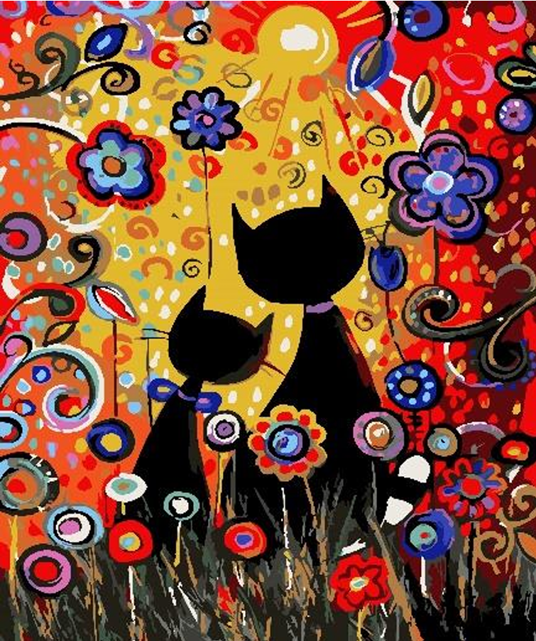 Kediler Sayılarla Boyama Seti 40*50cm