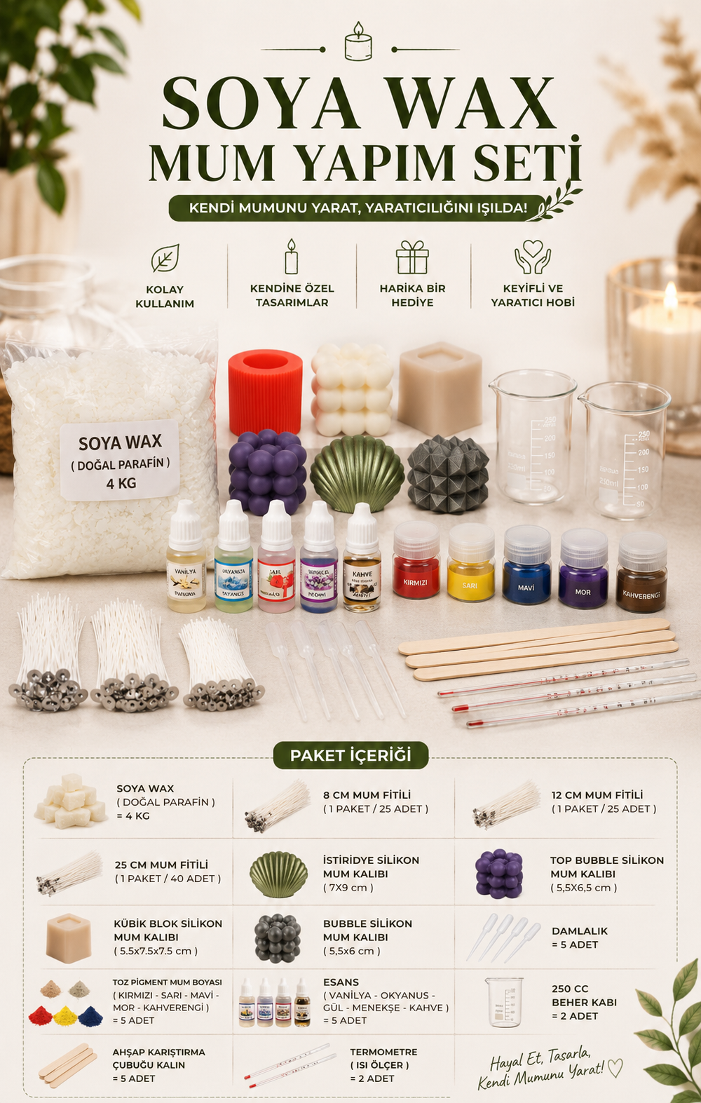 Pro Soya Wax Mum Yapım Seti