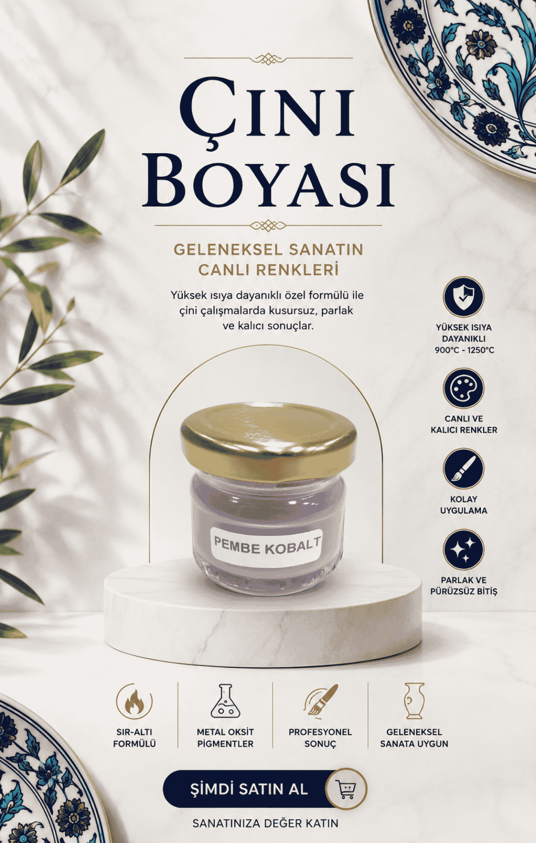 Çini Boyaları Pembe Kobalt 30cc