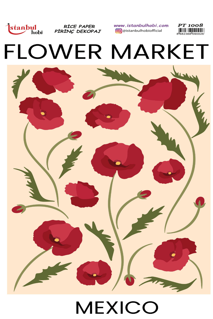 Pirinç Dekopaj Flowers Market Desen Serisi PT-1008