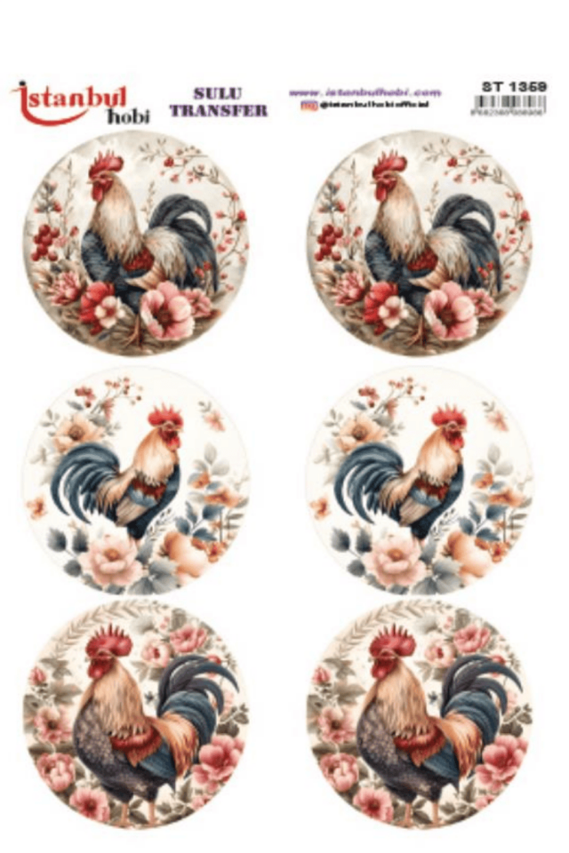 Sulu Transfer Horoz ve Tavuk Desen Seri ST1359