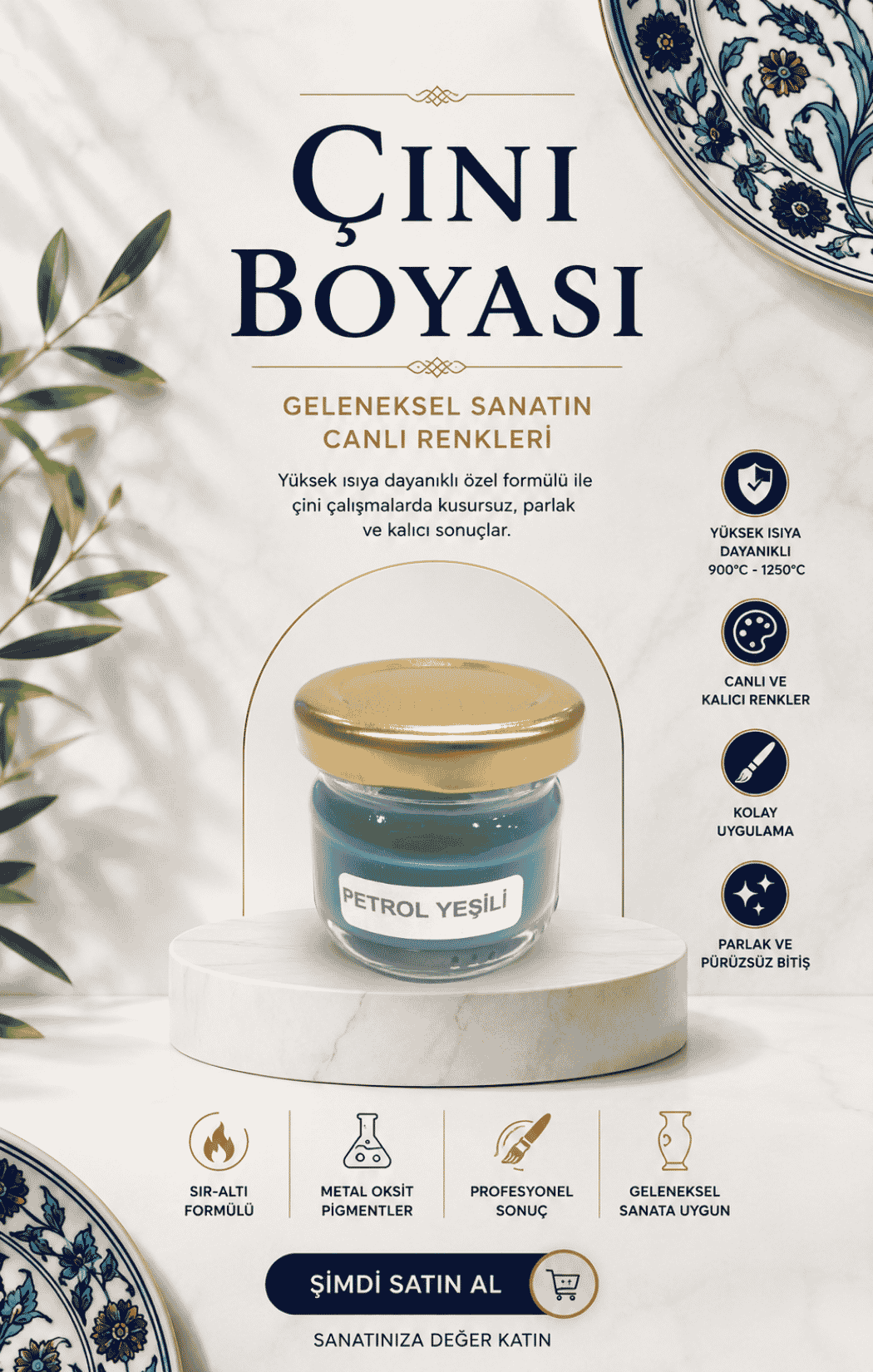 Çini Boyaları Petrol Yeşili 30cc