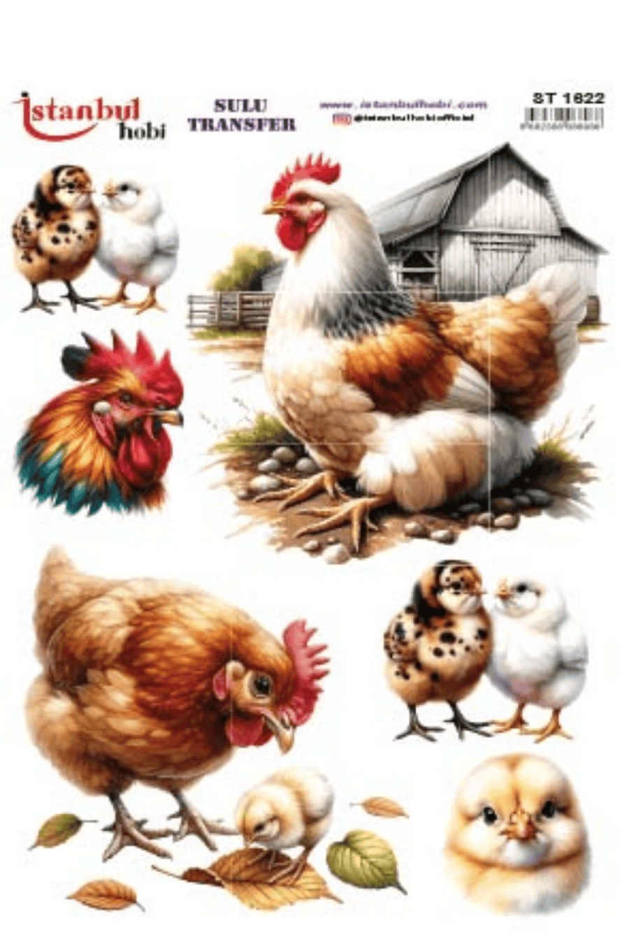 Sulu Transfer Horoz ve Tavuk Desen Seri ST1622