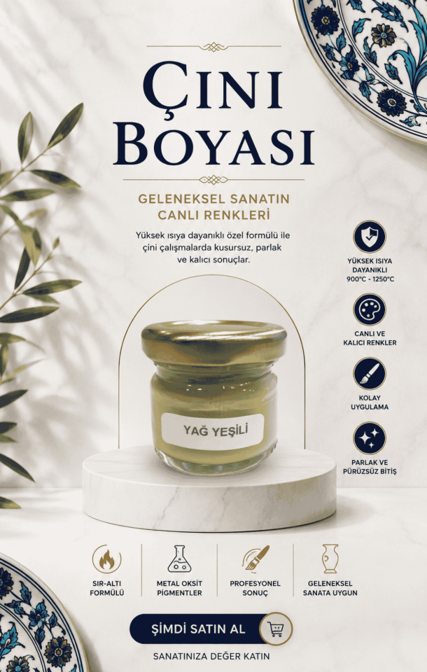 Çini Boyaları Yağ Yeşili 30cc