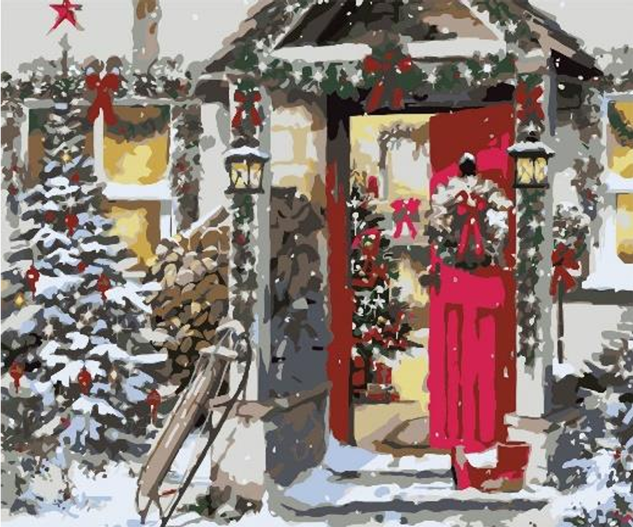 Yılbaşı Evi Sayılarla Boyama Seti 30*40cm