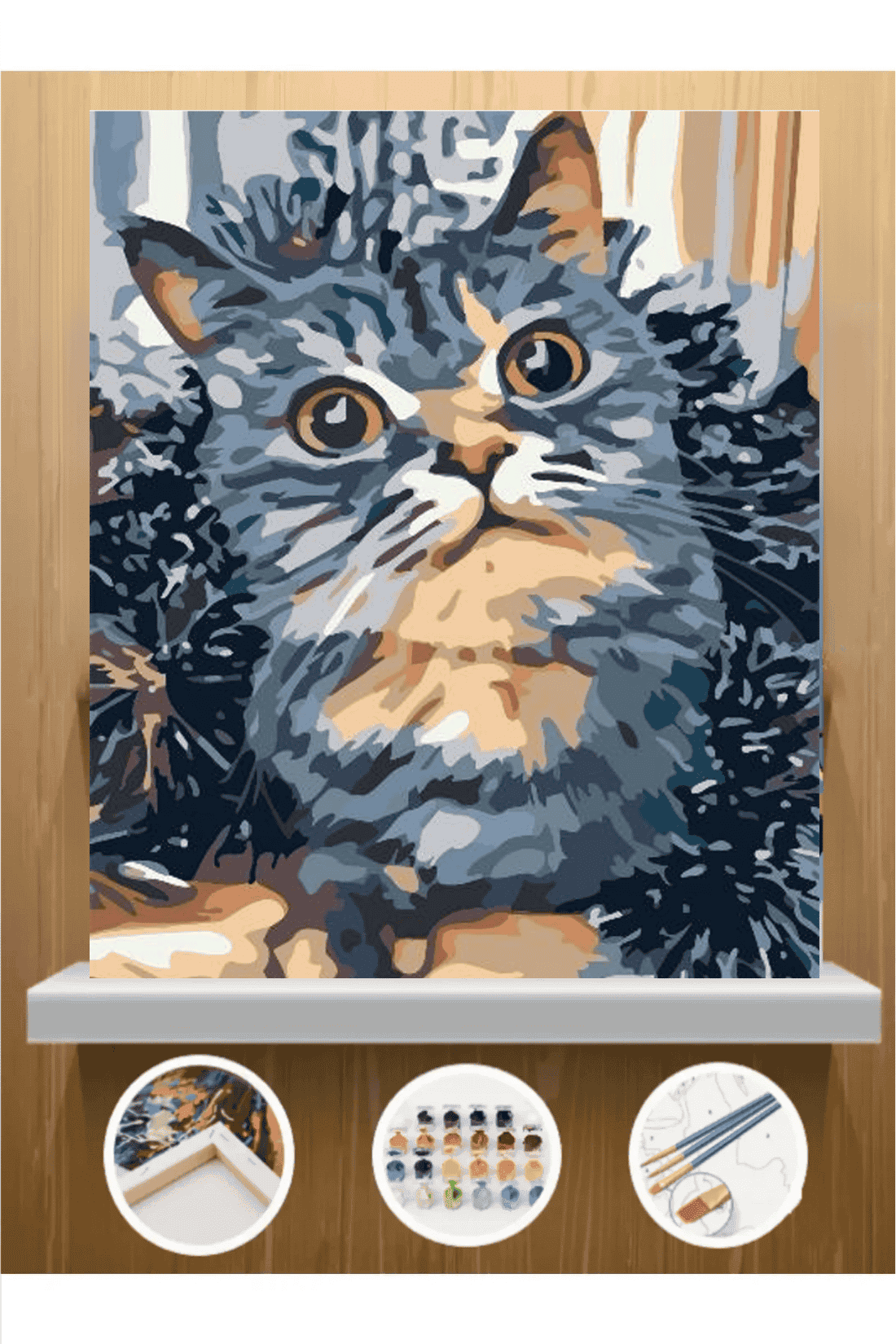 Kedi Sayılarla Boyama Seti 30*40cm