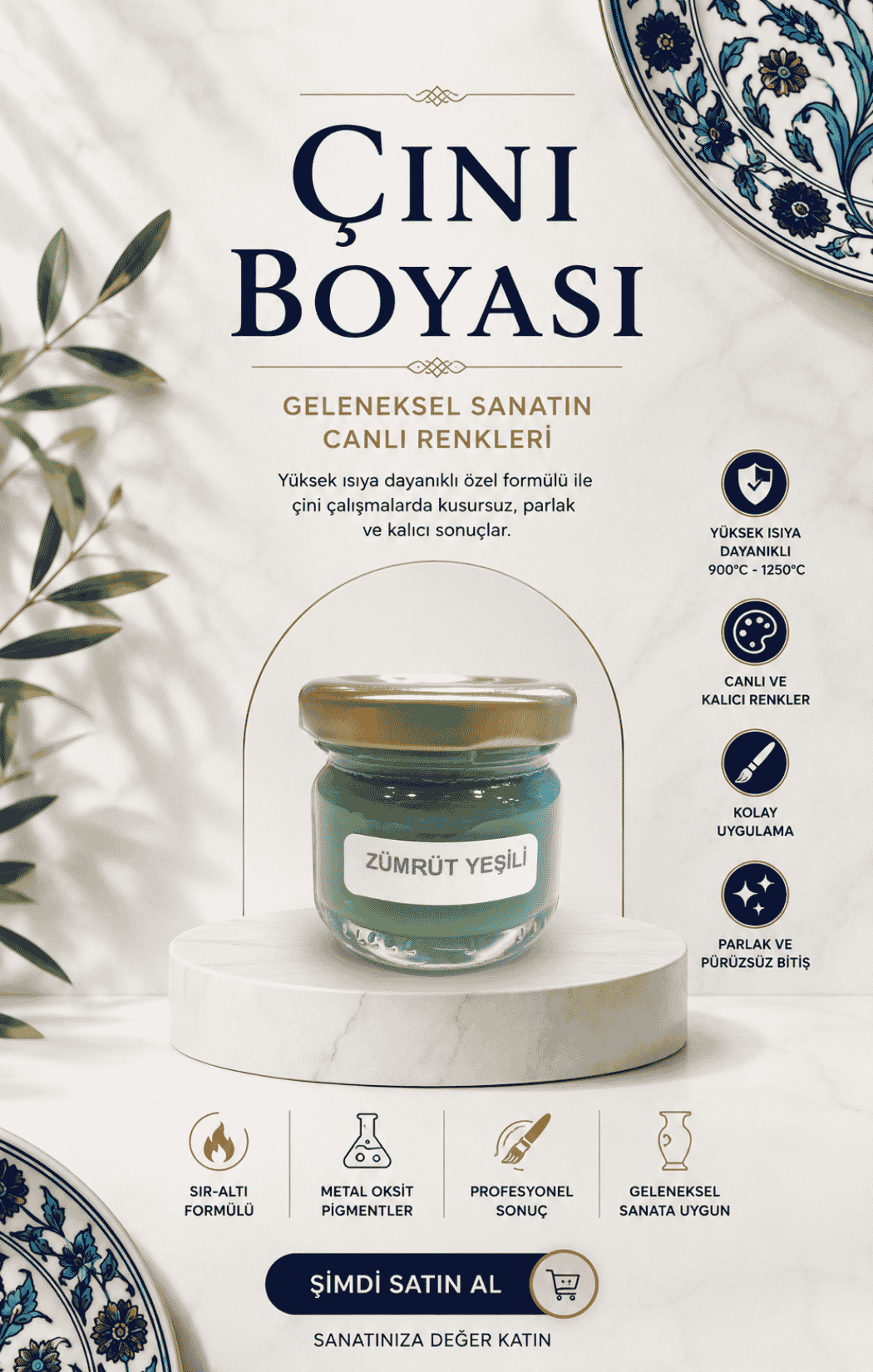 Çini Boyaları Zümrüt Yeşili 30cc
