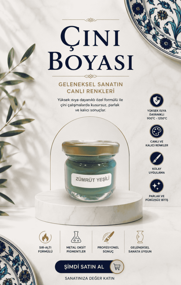 Çini Boyaları Zümrüt Yeşili 30cc