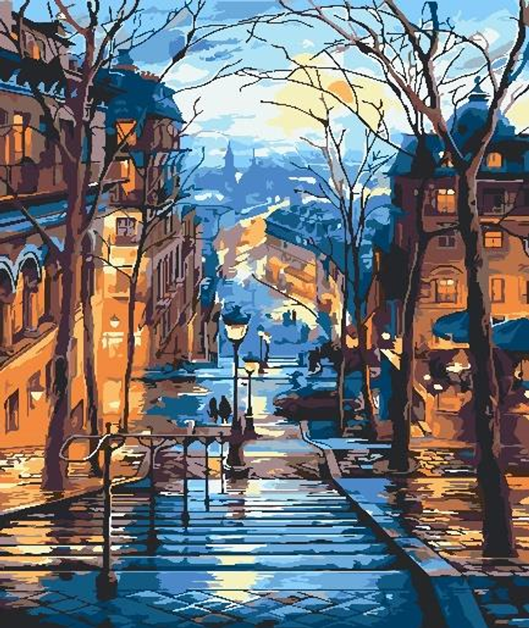 Sonbahar Merdivenli Yol Sayılarla Boyama Seti 30*40cm