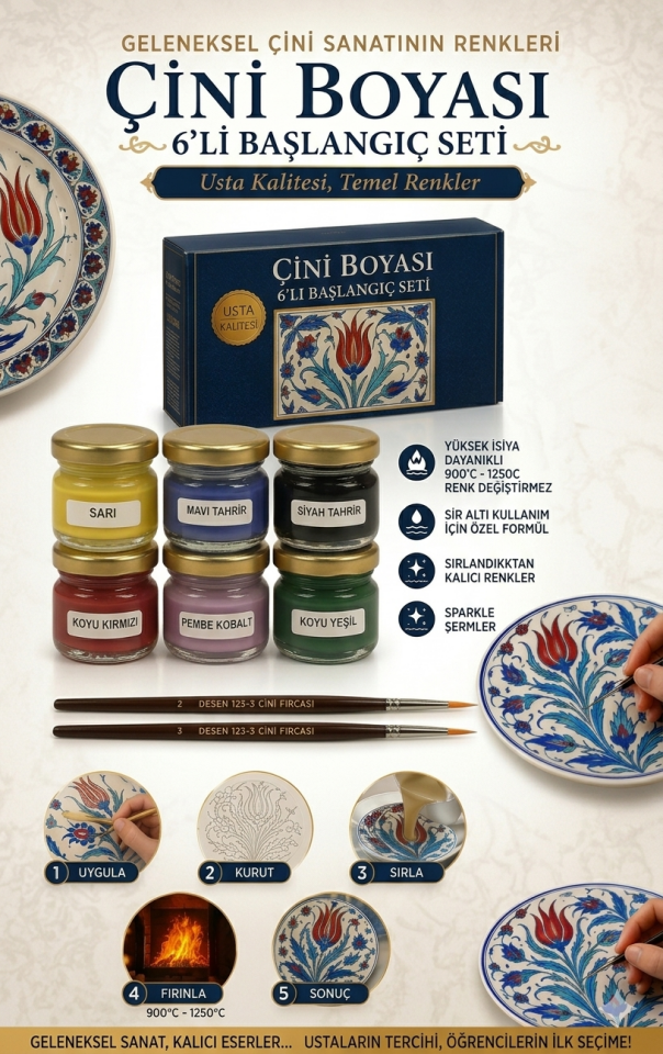 6'lı Çini Boyası Başlangıç Seti