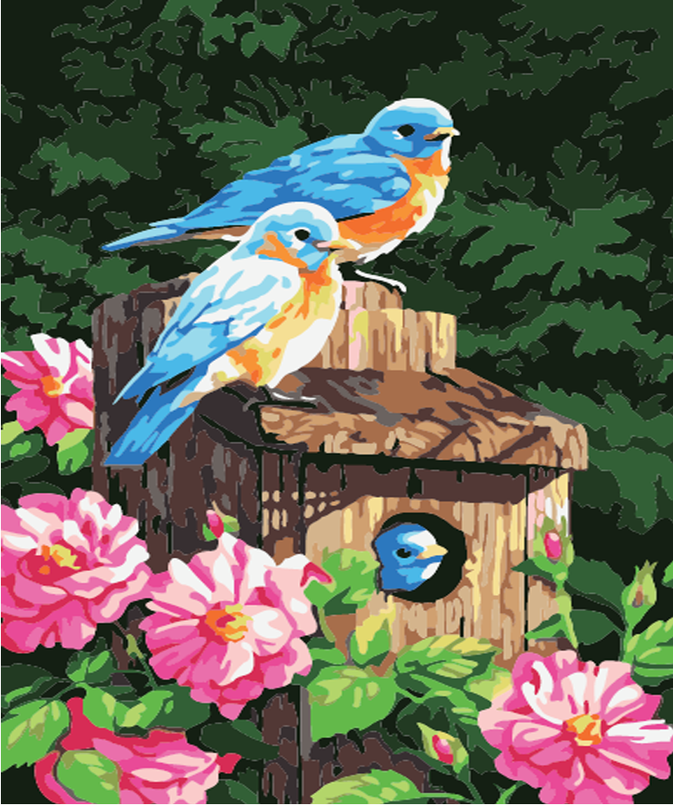 Kütükte Kuş Sayılarla Boyama Seti 30*40cm