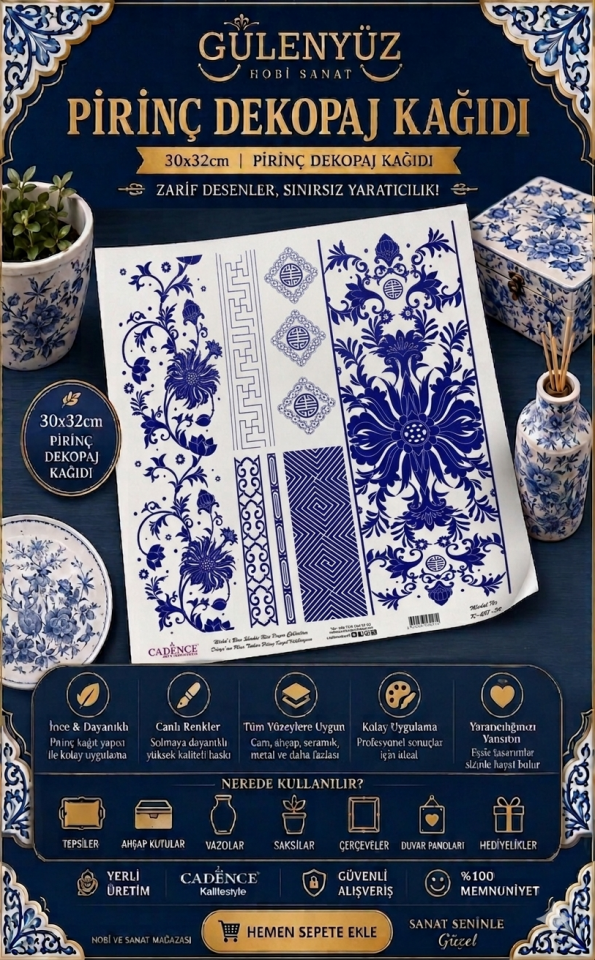 Model K-051 Dünyanın Mavi Tonları 30x30 Pirinç Dekopaj