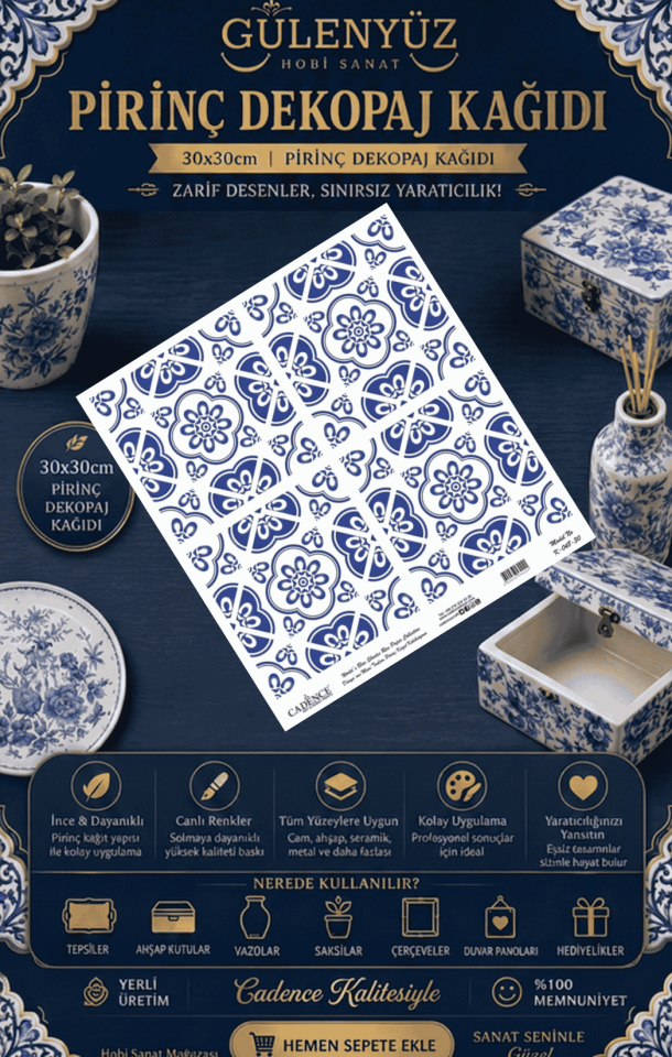 Model K-048 Dünyanın Mavi Tonları 30x30 Pirinç Dekopaj