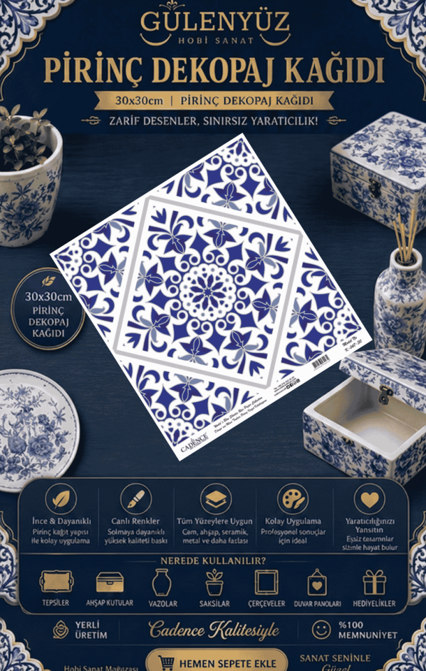 Model K-047 Dünyanın Mavi Tonları 30x30 Pirinç Dekopaj