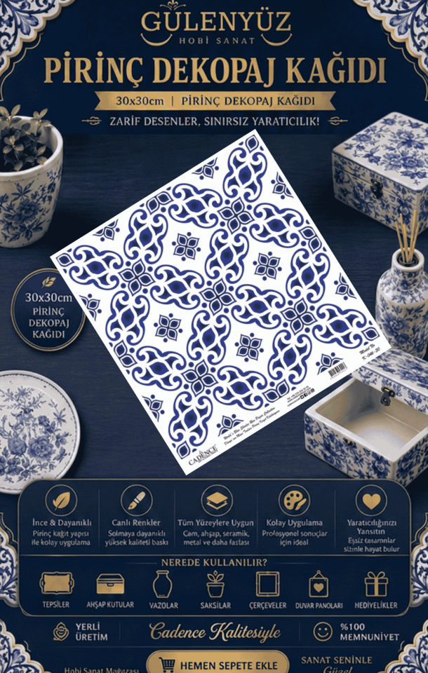 Model K-046 Dünyanın Mavi Tonları 30x30 Pirinç Dekopaj