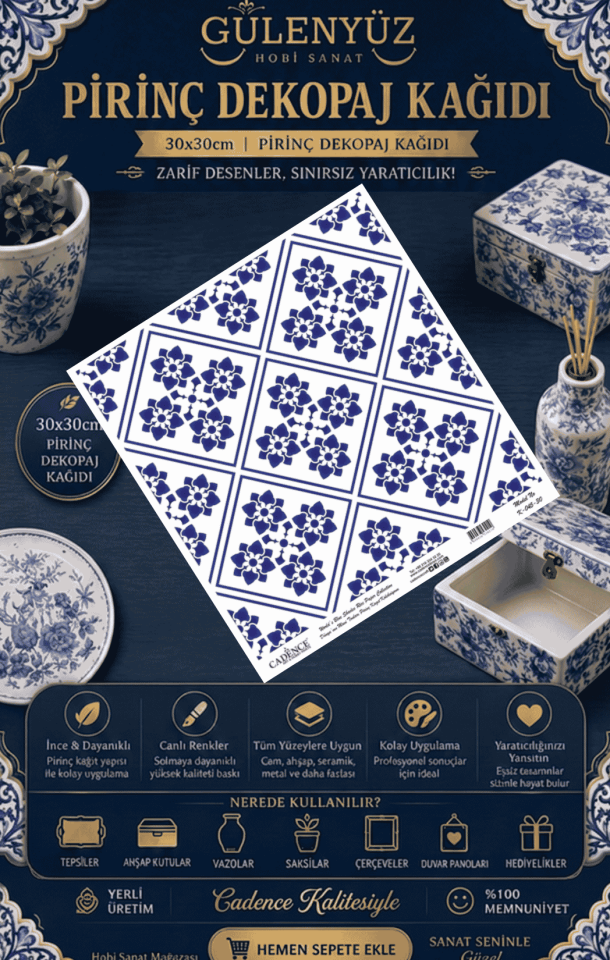 Model K-045 Dünyanın Mavi Tonları 30x30 Pirinç Dekopaj