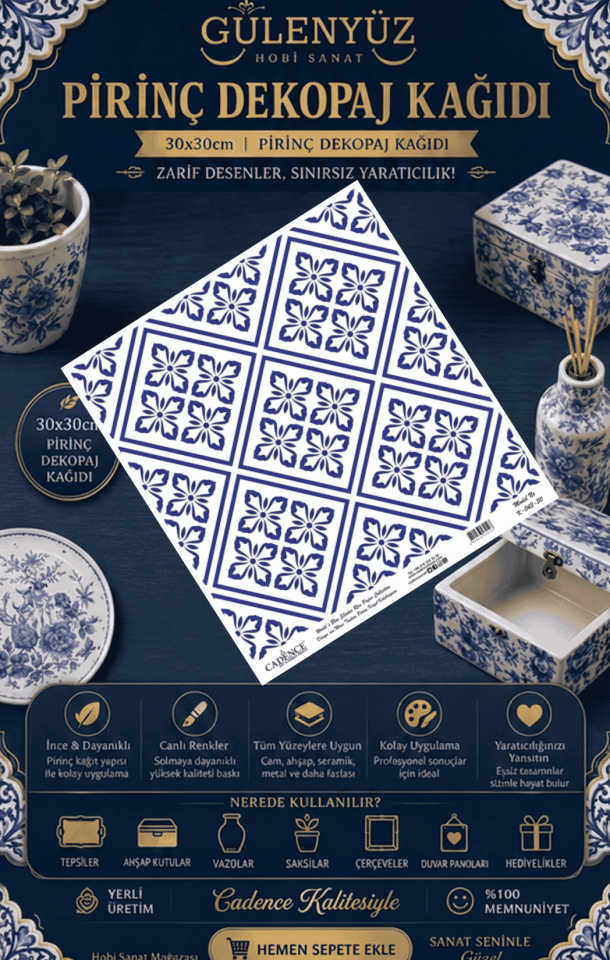 Model K-043 Dünyanın Mavi Tonları 30x30 Pirinç Dekopaj