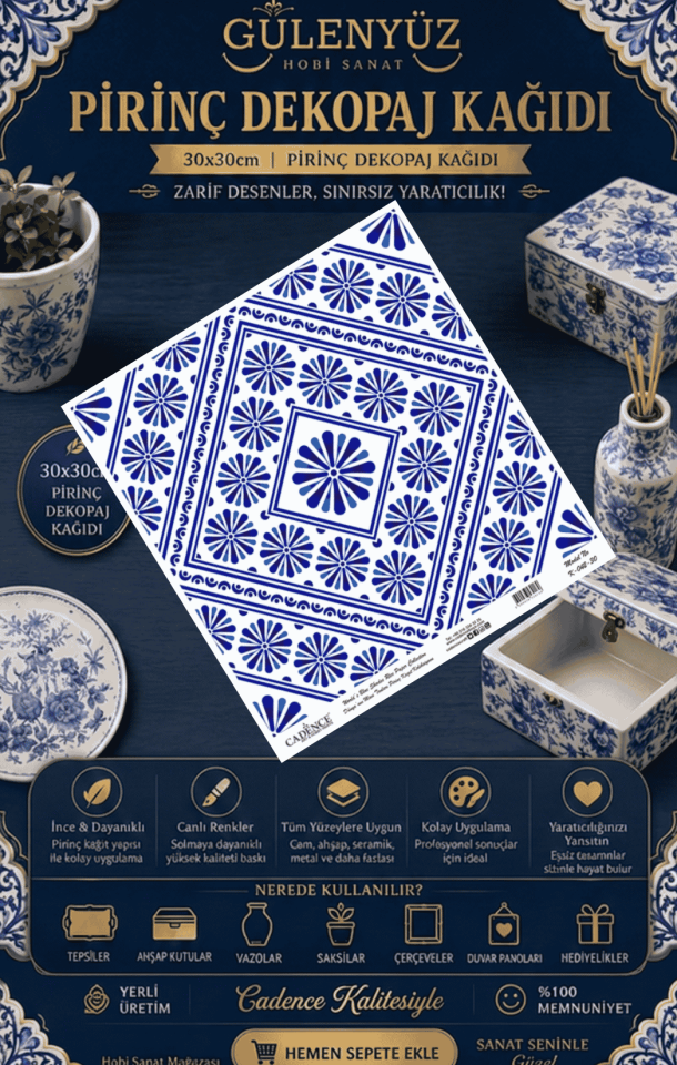 Model K-042 Dünyanın Mavi Tonları 30x30 Pirinç Dekopaj